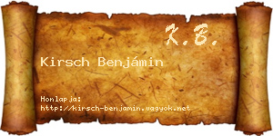 Kirsch Benjámin névjegykártya